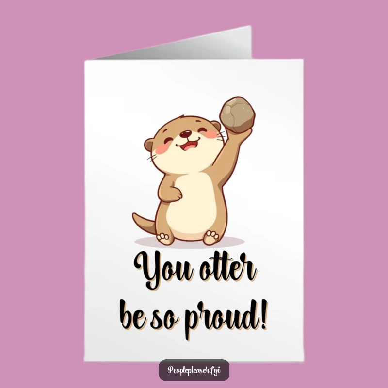 Free Printable Congrats Card! Otter Tossing Stone - Hilarious Downloadable Gift for Any Achievement!
