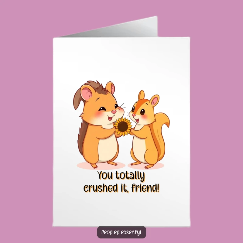 Free Printable Congratulations Card: Hamster & Squirrel Share Joy, Instant Download!