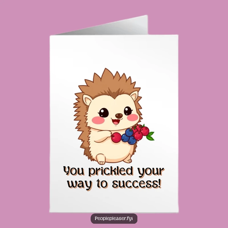 Free Printable Kawaii Hedgehog Congrats Card: Berry Good Success Download
