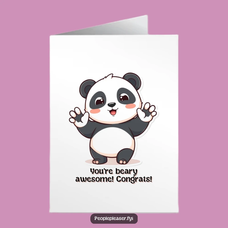 Free Printable Waving Panda Congrats Card - Funny Downloadable Gift for Any Occasion