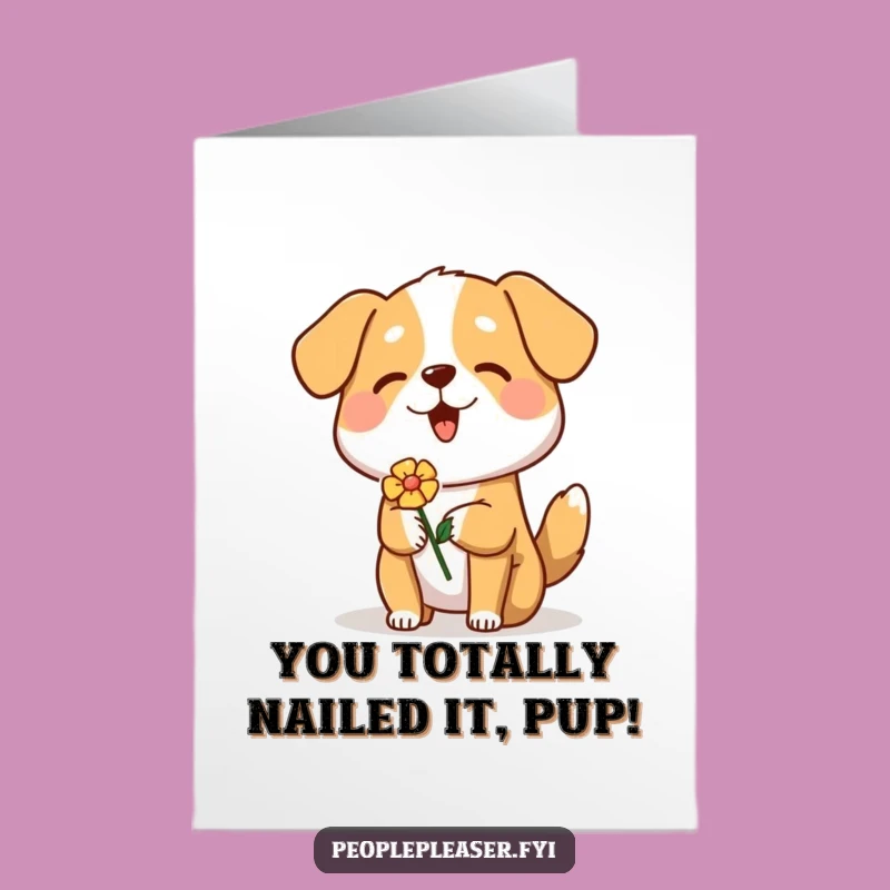 Free Printable Congrats Card: Dog Flower Surprise - Funny Downloadable Gift