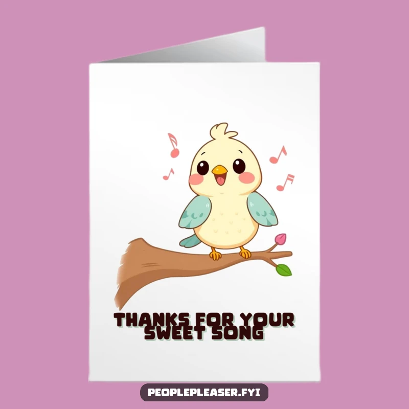 Free Printable Kawaii Bird Thank You Card: Melodious Gratitude Download for Appreciation
