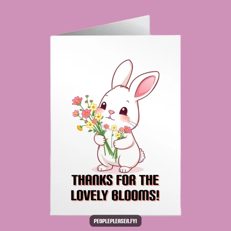 Free Printable Thank You Card: Diligent Rabbit Flower Gift Funny Downloadable Gift