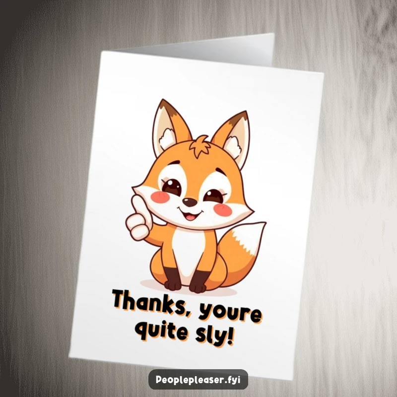Funny Free Printable Thank You Card: A friendly fox flashes a thumbs up and a big smile.