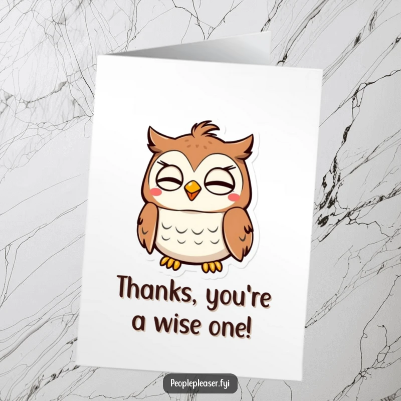 Funny Free Printable Thank You Card: A dignified owl gives a knowing nod, expressing sincere, albeit humorous, thanks.