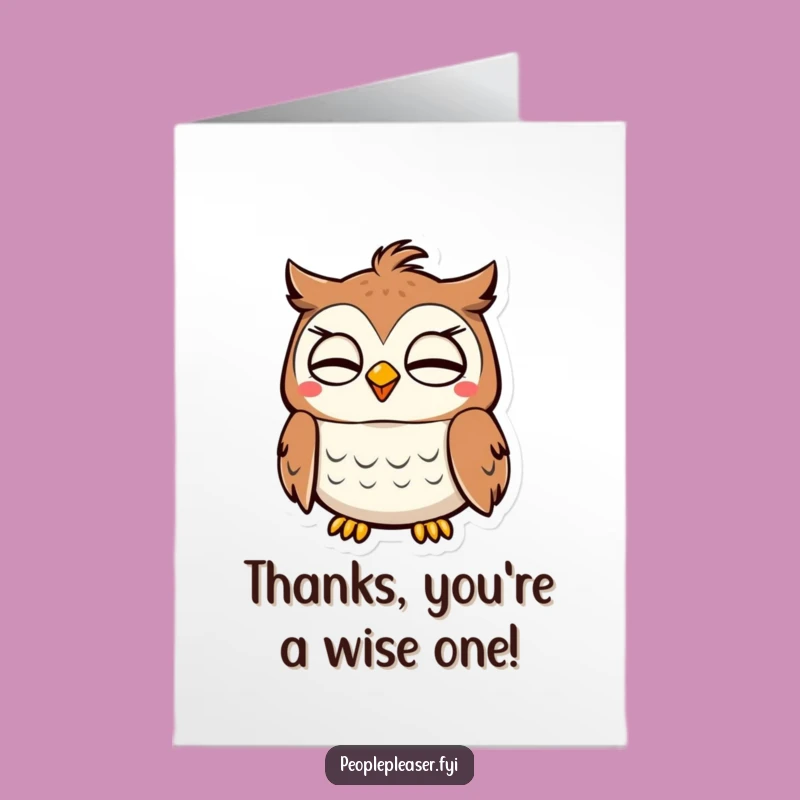 Free Printable Thank You Card: Owl Nod, Funny Downloadable Gift of Thanks