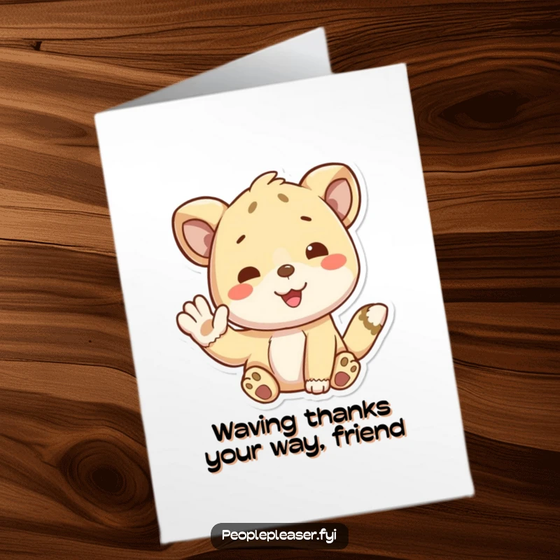 Funny Free Printable Thank You Card: A cute and playful animal waving, perfect for a humorous and heartfelt thank you.