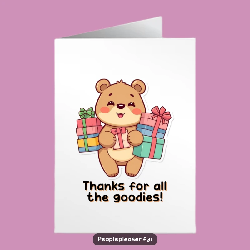 Free Printable Thank You Card: Bear Gifts - Funny Downloadable Gift