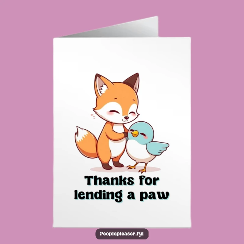 Free Printable Thank You Card: Funny Fox & Bird - Express Gratitude Downloadable