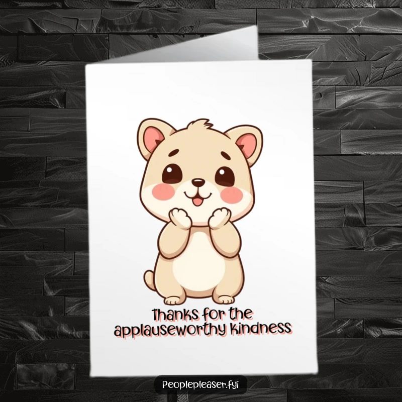 Funny Free Printable Thank You Card: An animal character enthusiastically claps its paws in approval, conveying heartfelt thanks.