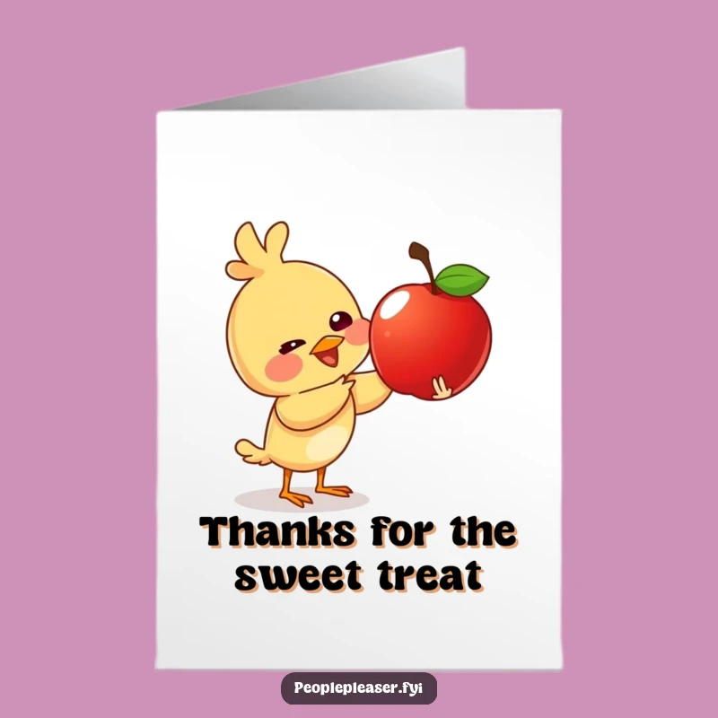 Free Printable Thank You Card: Giggling Bird Apple, Funny Downloadable Thanks