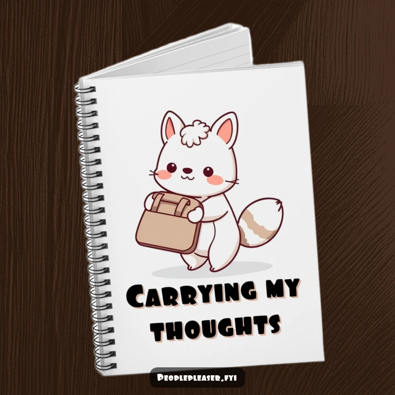 Funny Notebook: An animal character carrying a large bag on a notebook cover, symbolizing helpfulness.