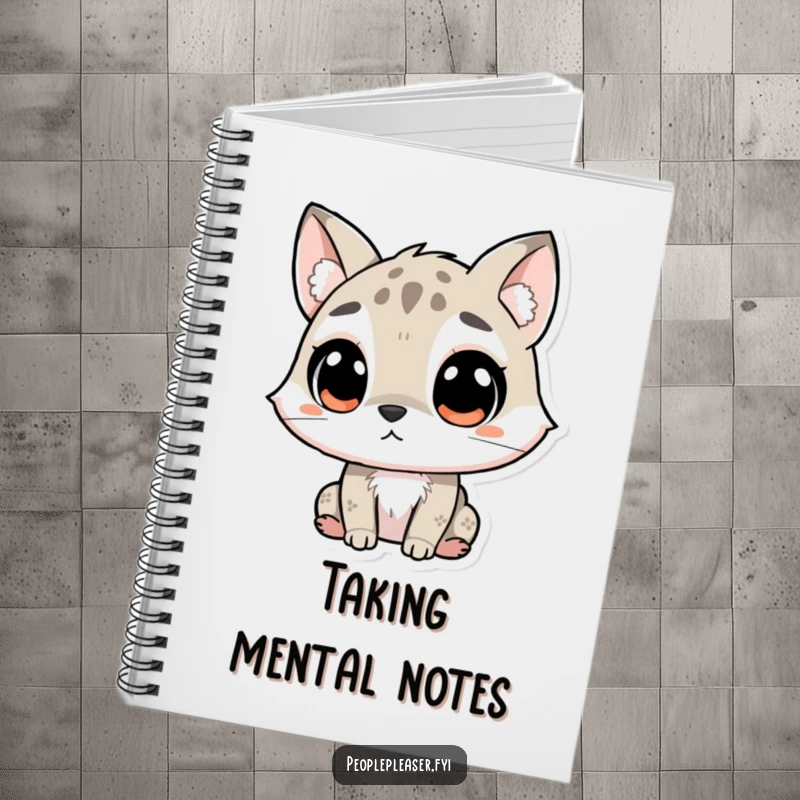Funny Notebook cover featuring a curious animal character with large, attentive ears, listening intently, perfect for note-taking with a curious flair.