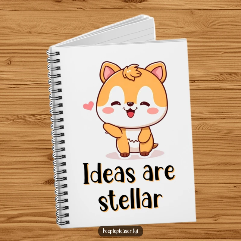 Funny Notebook cover featuring a pleased animal character with a happy expression, clearly enjoying a compliment, perfect for note-taking.