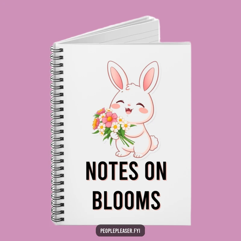Funny Cheerful Bunny Flower Notebook - Journal Spring Gift