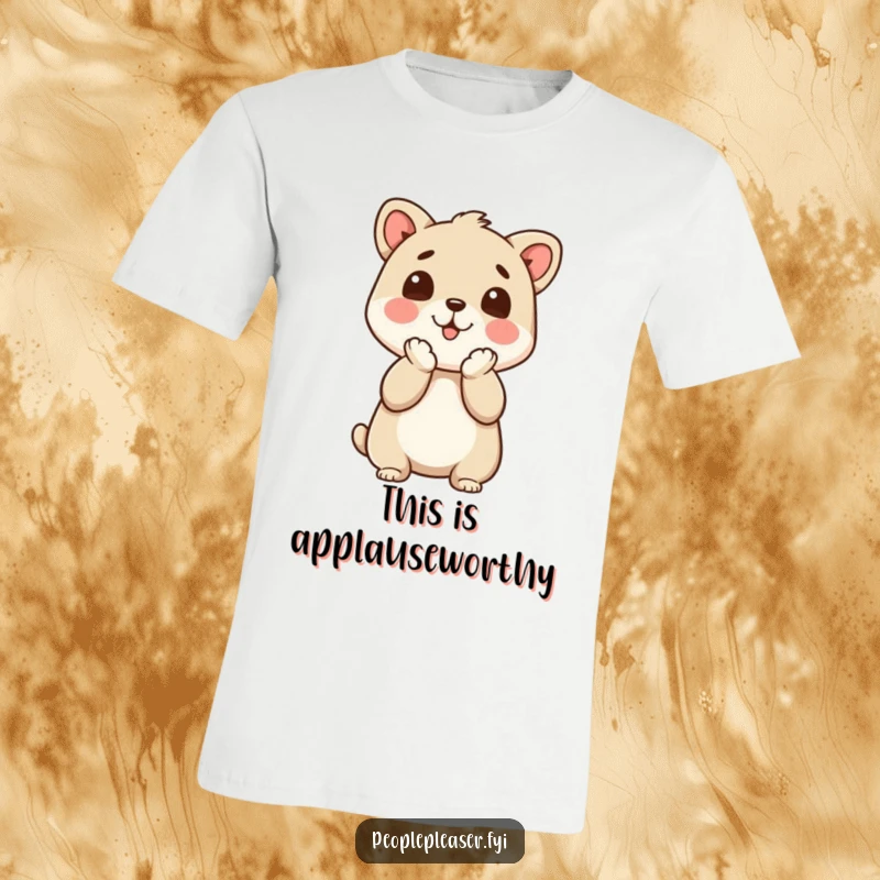Funny T-Shirt: A happy animal character clapping its paws energetically, showing great approval.