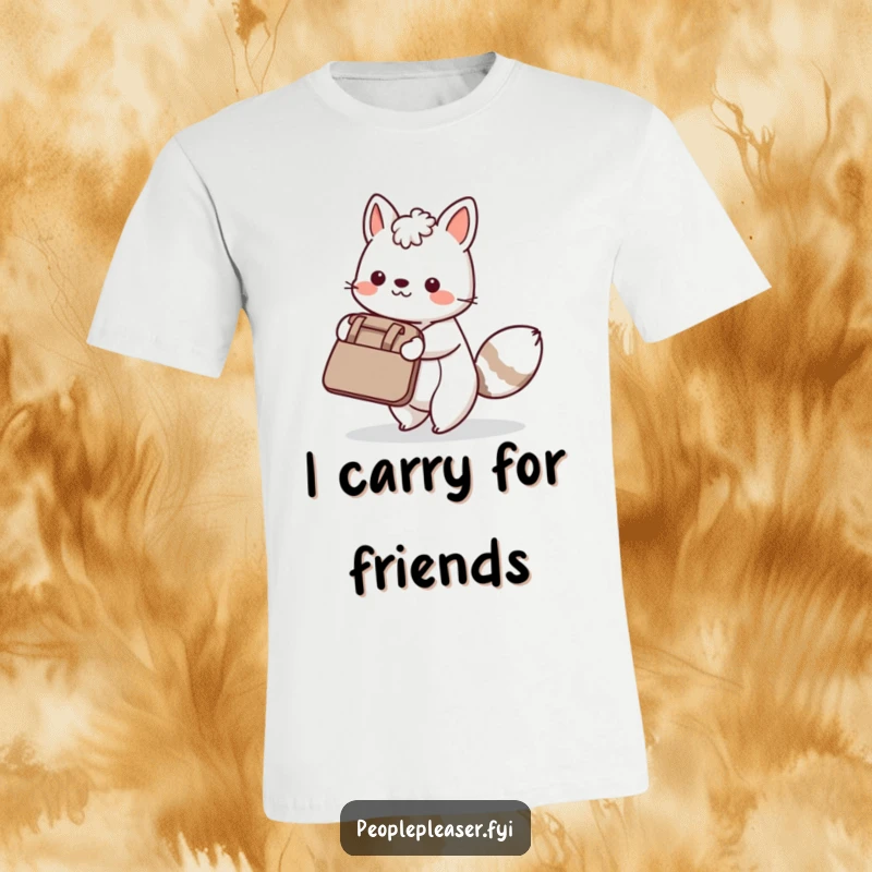 Funny T-Shirt: A cheerful animal character carrying a huge bag, showing its dedication to a friend.
