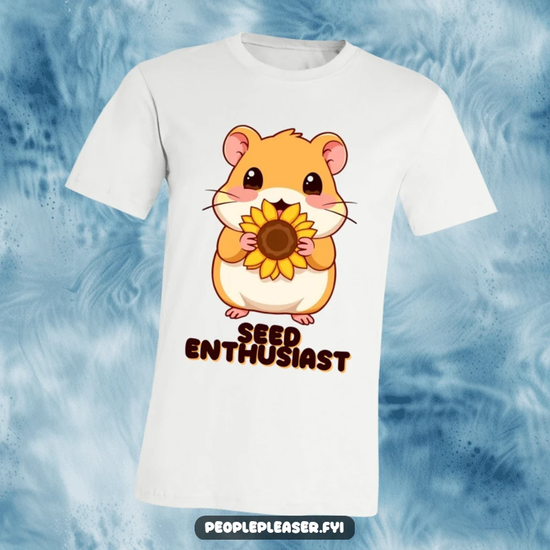 Funny T-Shirt: A content hamster character offers a single sunflower seed, embodying cute and funny simplicity.