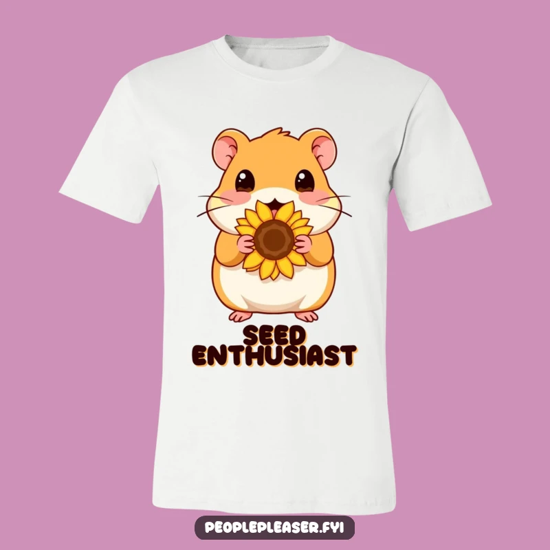 Funny Hamster Seed T-Shirt: Wearable fun with a content hamster and its sunflower seed, a great funny gift.