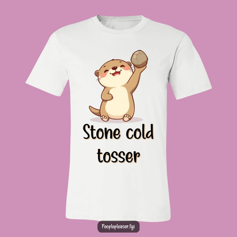 Funny Otter Tossing Stone T-Shirt: Hilarious Animal Tee for Otter Enthusiasts