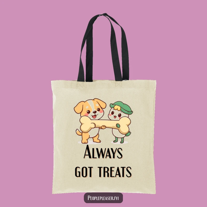 Funny Dog Bone Tote Bag: Carry your essentials with this cheerful dog and its giant bone, a perfect funny gift.