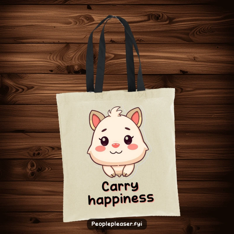 Funny Happy Face Tote Bag: A sturdy tote featuring a content animal looking admiringly at a bright, smiling face.