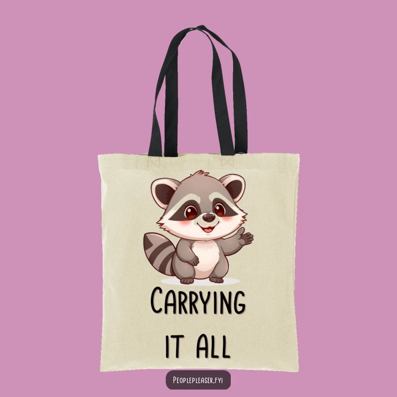 Funny Raccoon Helper Tote Bag: Cute Character Carry-All, Practical & Hilarious Gift!