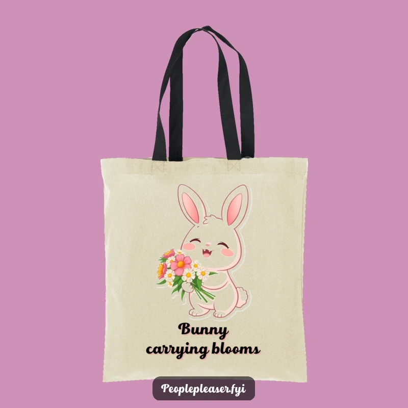 Funny Cheerful Bunny Flower Tote Bag - Chic Spring Accessory Gift