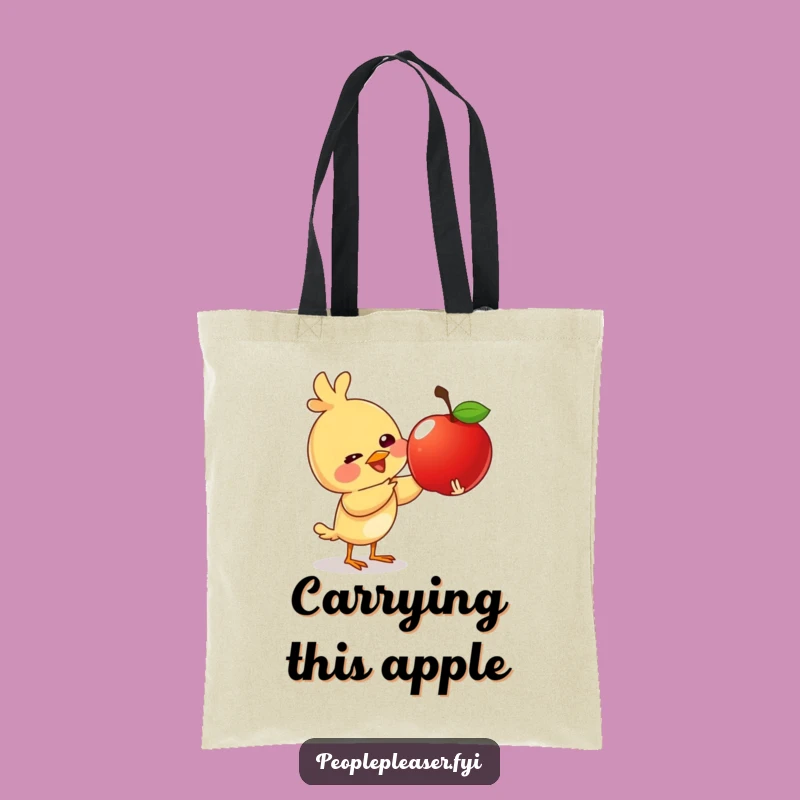 Funny Giggling Bird Apple Tote Bag - Cute Accessory Gift