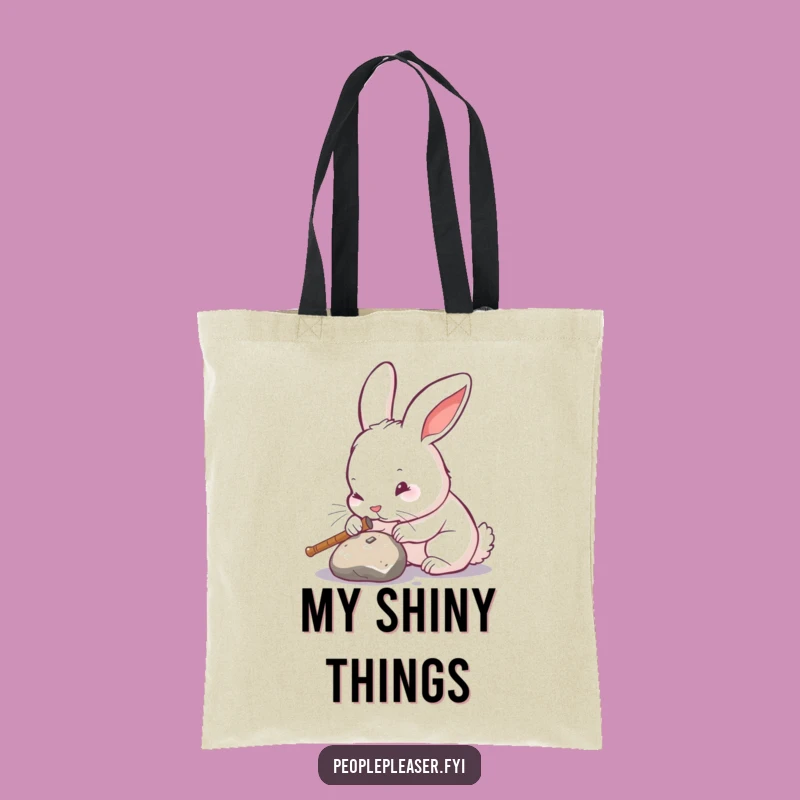 Funny Rabbit Polishing Tote Bag: Stylish & Hilarious Gift for Organizers