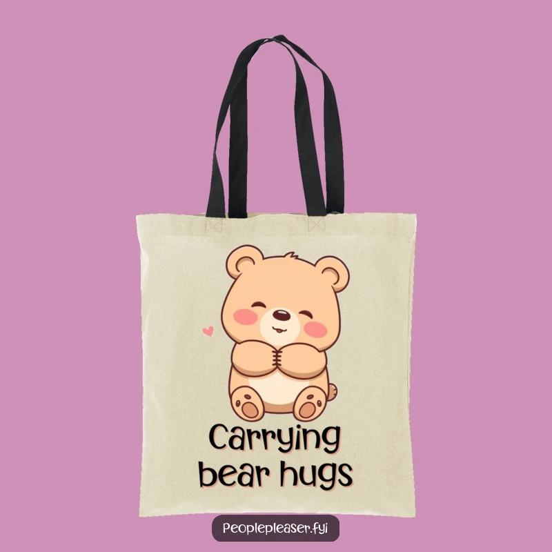 Funny Smiling Bear Hug Tote Bag - Carry Comfort Accessory Gift